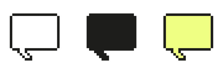 Pixel User Dialog Set Icon. Pixel Art Collection of Chat Balloons for Interface Communication. Isolated Vector Illustration