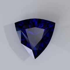 Trillion cut blue sapphire top view