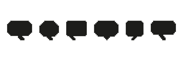 Pixel Messaging Bubbles Set Icon. Pixel Art Collection of Dialog Icons for Digital Communication. Isolated Vector Illustration
