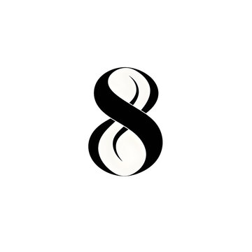 Elegant stylized number 8 design with flowing curves, perfect for branding and modern projects, a sleek graphic element