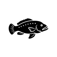 Grouper Fish Icon - Saltwater Ocean Animal Vector