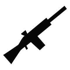 a rifle silhouette vector icon design with a white background	