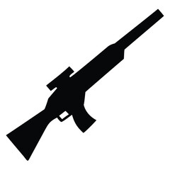 a rifle silhouette vector icon design with a white background	