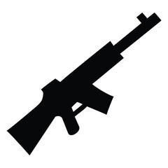 a rifle silhouette vector icon design with a white background	