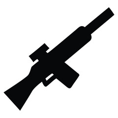 a rifle silhouette vector icon design with a white background	