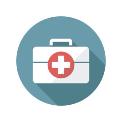 Fototapeta premium First Aid Kit Icon Healthcare Medical Emergency Symbol Health Safety White Case Red Cross Treatment Wellness Help Doctor