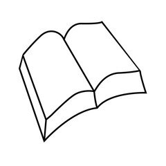Vector art of simple black and white drawing of an open book, representing knowledge and learning
