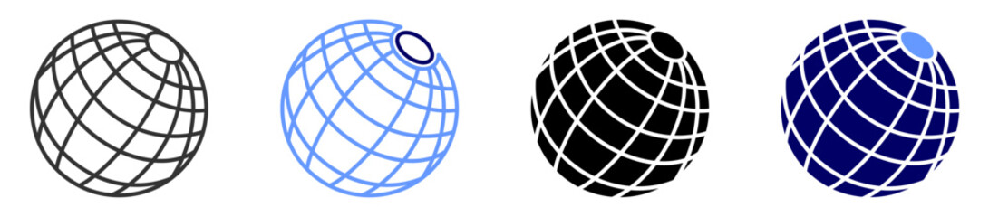 virtual globe icon set multiple style 