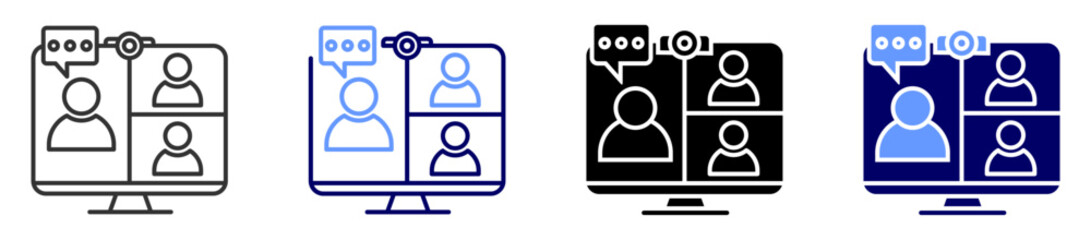 virtual meetings icon set multiple style 