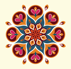 Vibrant Floral Mandala Vector Pattern.