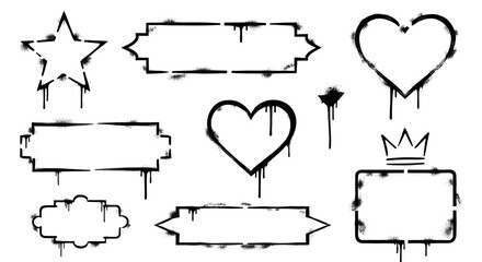 Assorted Drip Frames Star Heart Crown Shapes isolated on a transparent background