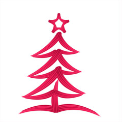 Obraz premium Hand drawn Christmas tree with abstract textured brush strokes. Vector illustration for greeting cards, winter prints, cover, calendar, gift tags and social media