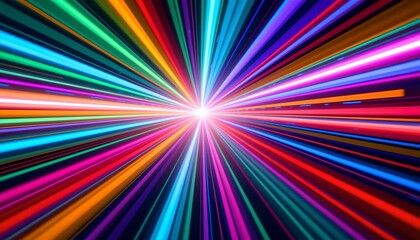 A vibrant and colorful explosion, with various hues radiating outwards from a bright center