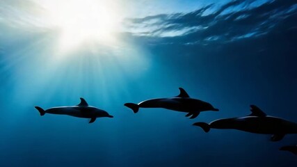 Dolphins swimming gracefully in the ocean depths