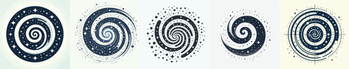 A minimalist flat vector collection celebrating World Space Week, featuring rockets, astronauts, planets, satellites, and space exploration scenes