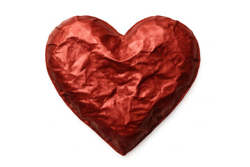 Red crumpled heart representing broken love and emotional pain, or passion and valentine's day