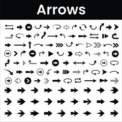 Arrows Set – Vector, Flat, Outline, Curved, Circle Arrows