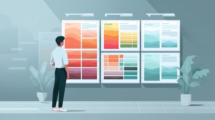 Brand strategist analyzing AI recommendations for color palettes and mood boards