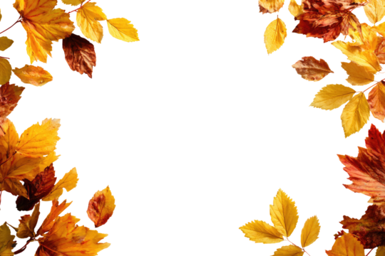 Autumn leaves frame black background