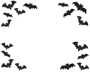 Watercolor Halloween Frame, bats, halloween illustration for banners, cards, flyers, social media wallpapers, etc.