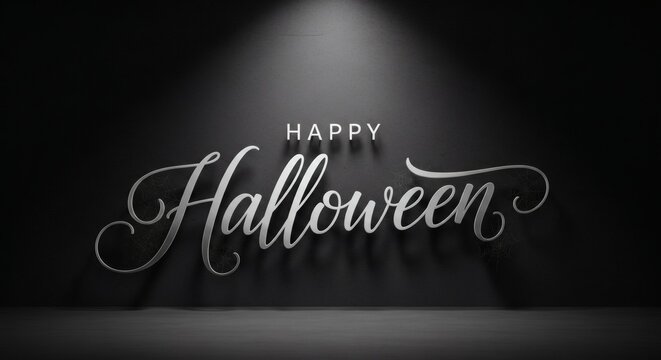 Elegant Happy Halloween Celebration Spooky Wishes & Festive Greetings in Silver - Powered by Adobe