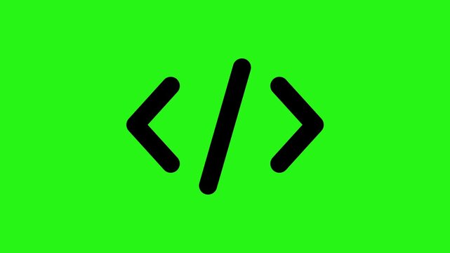 Coding icon animation loop on green screen background in 4K