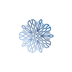 blue snowflake isolated on white simple mandala element