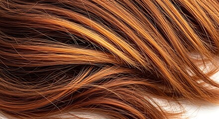 Fototapeta premium Close up of Vibrant Reddish brown Hair with Natural Golden Highlights