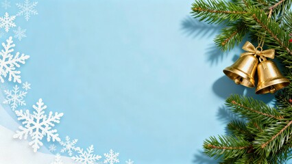 Christmas Blue - Background Snowflake Pine Branch Bell Decoration Elements