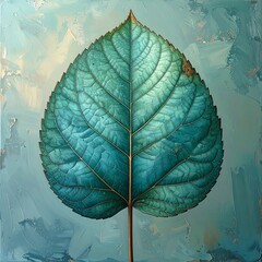 Detailed leaf against textured abstract background