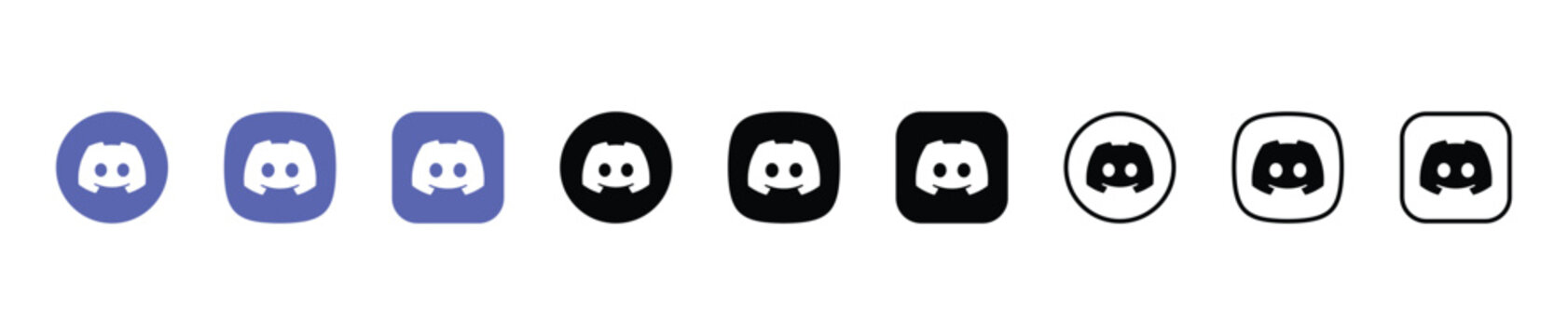 discord logo icon set purple black outline flat chat app media symbol interface modern communication design