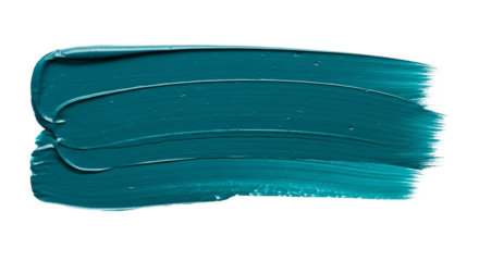 A vibrant teal paint stroke isolated on transparent background, showcasing the texture and color intensity