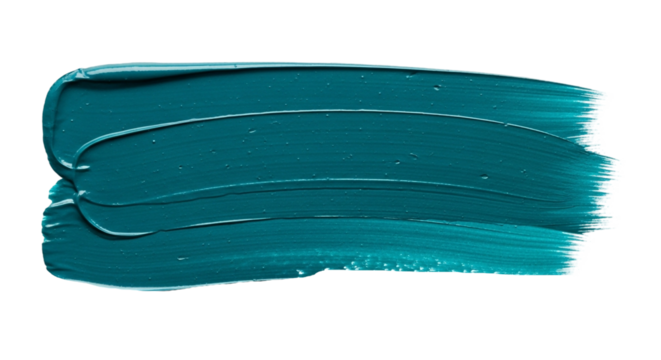 A vibrant teal paint stroke isolated on transparent background, showcasing the texture and color intensity