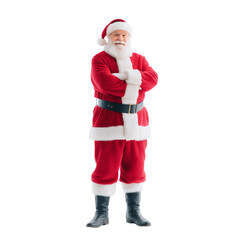 Cheerful Santa Claus Standing Proudly with Crossed Arms in Traditional Red Suit for Holiday Celebrations and Festive Events