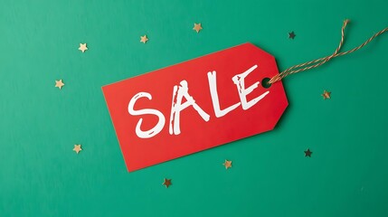 Holiday Savings Spree A vibrant image of a bright red discount tag announces a seasonal sale.