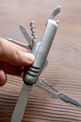 Close-Up of a Swiss Army Multi-Tool Knife
