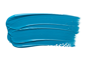 Blue paint stroke isolated on transparent background abstract acrylic brush stroke turquoise color swatch