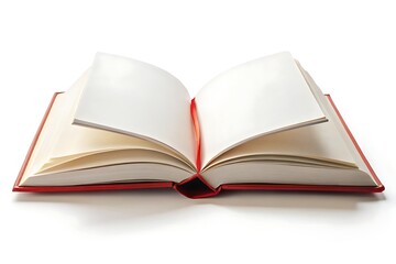 Fototapeta premium Open red book with pages turning on a white background symbolizing knowledge and learning