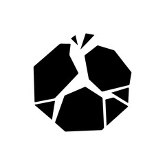 Geometric Fractured Polygon Shape, Minimalist Black and White Icon