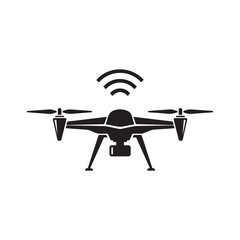 Drone icon with wireless signal vector