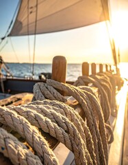 Obraz premium Yacht sailing in the sunset