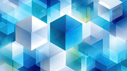Obraz premium 2D flat abstract geometric cubic medical light blue concept. Abstract blue geometric shapes creating a modern visual aesthetic.