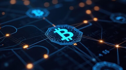 Digital bitcoin cryptocurrency network connection and technology