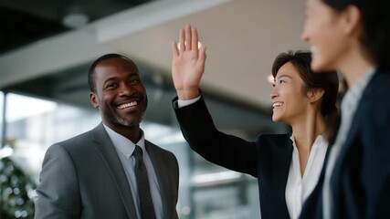 Workers and leaders celebrating successful railway project completion, representing teamwork, motivation, workplace culture, and corporate achievement. three-quarter wide angle, cinematic color