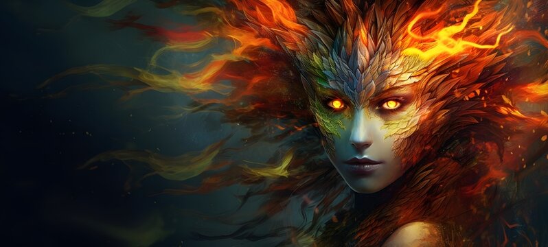 Pointillist grunge design of fenrir ifrit dryad with abstract dotted pattern ,generative AI