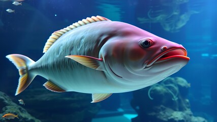 A beautifully rendered fish swims gracefully in its underwater environment, showcasing a vibrant color palette and detailed scales, creating an aquatic spectacle.