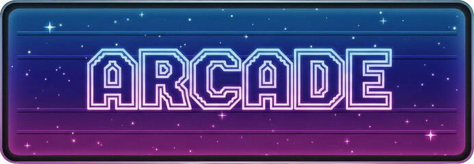 retro arcade cabinet marquee isolated on a transparent background