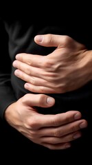 Hands Holding Stomach in a Gesture of Pain or Discomfort