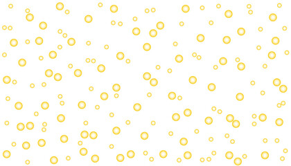 Gold fizzing air bubbles isolated on white background. E