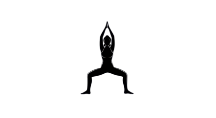 Silhouette of a woman in Goddess Pose isolated PNG with Transparent Background
